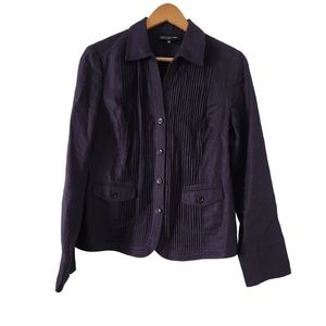 Jones New York Collection Women Size 4 Linen Jacket Top Blazer Cuffed Sleeves